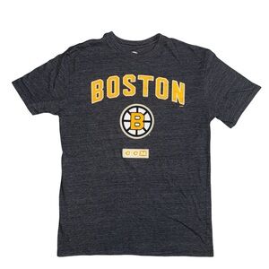 CCM Boston Bruins Logo Men's T-Shirt - Dark Gray and Gold NHL
